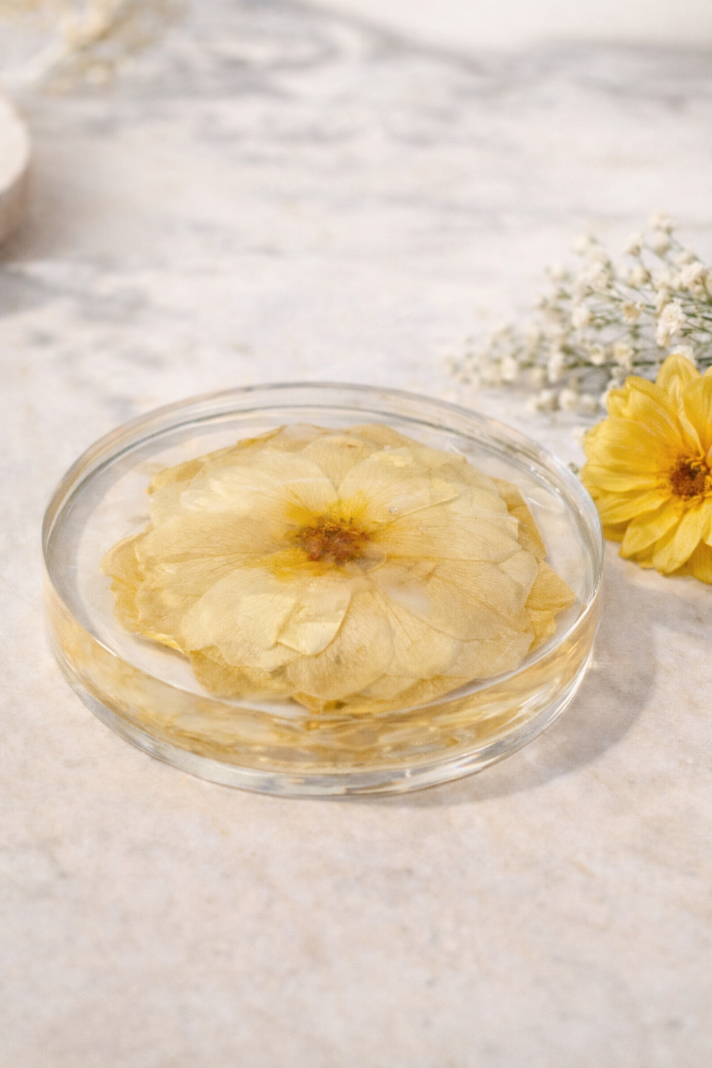 Limited Rose Gift Set – 6 Handmade Epoxy coasters with Real Yellow Roses